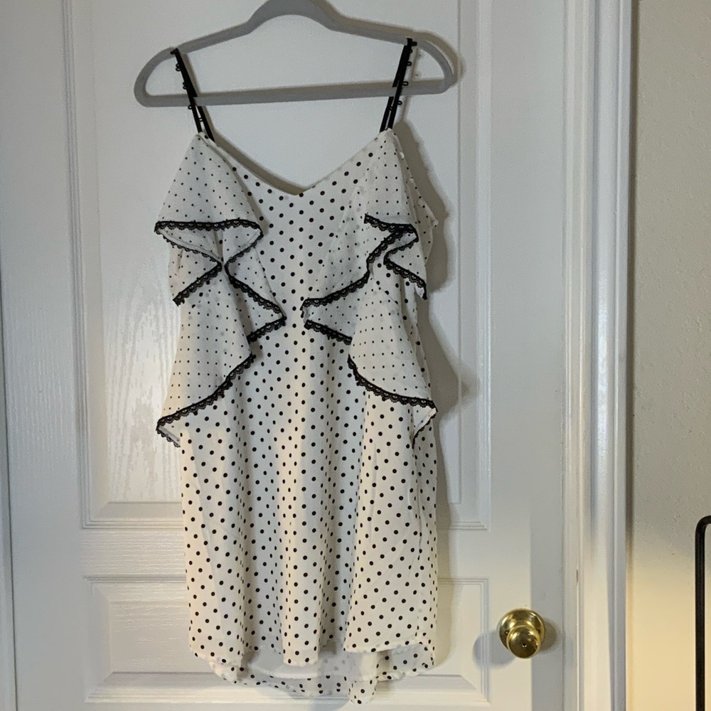 Adelyn Rae Polka Dot Ruffle Dress Size Small